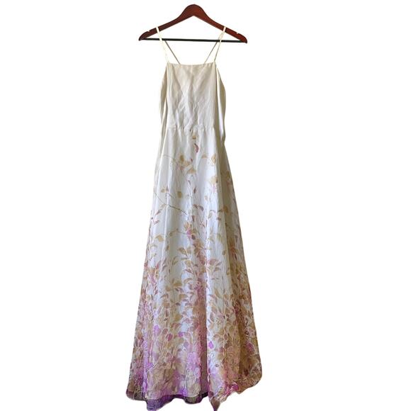 Vintage 60s Chiffon Floral Dress Romantic Boho Ethereal Sleeveless Gown Small - Picture 1 of 6